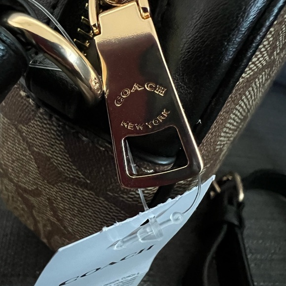 NWT COACH SIGNATURE JIMIE CAMERA CROSSBODY BAG CLUTCH COATED CANVAS & LEATHER - Picture 5 of 11